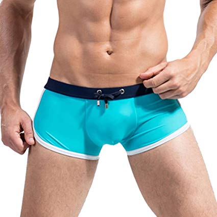 OFTEN Men's Swim Trunks Boxer Brief Shorts Tie Rope Swimwear Underwear Shorts Surf