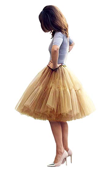 Babyonline Lady's Princess Tutu Tulle Midi Knee Length Skirt Underskirt