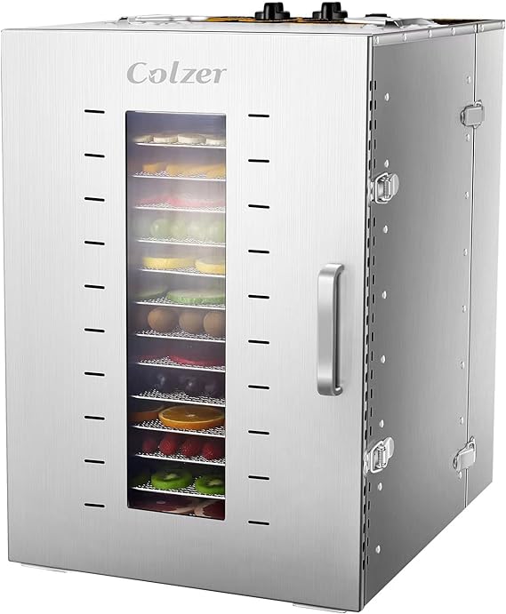 COLZER 16 Tray Food Dehydrator Stainless Steel Commercial Dehydrators Dryer for Fruit, Meat, Beef, Jerky, Herbs with Adjustable Timer and Temperature Control Businesses Using