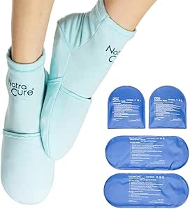 NatraCure Cold Therapy Socks and Extra Gel Packs Bundle - Size: S/M