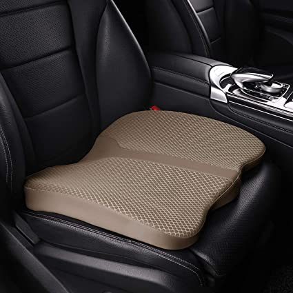 LARROUS Car Memory Foam Heightening Seat Cushion,Tailbone (Coccyx) and Lower Back Pain Relief Cushion,for Office Chair,Wheelchair and More. (Beige)
