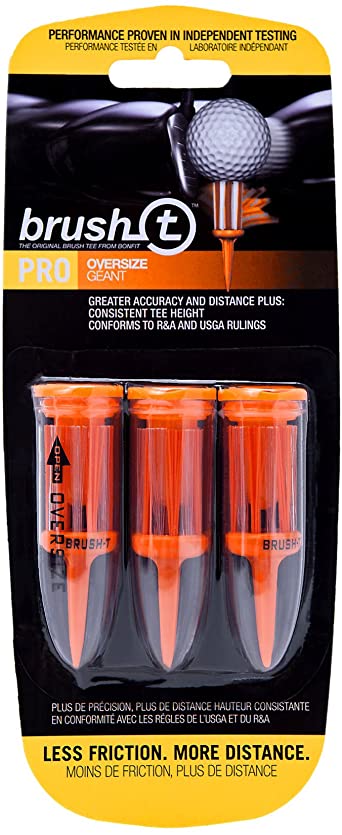 Brush T Pack of 3 Oversized (2.4") Golf Tees - Low Friction, More Distance, Consistent Height