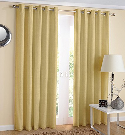 Noah’s Linen Thermal Insulated Blackout Curtain Pair Eyelet Ring Top Ready Made Including Tie Backs 66" (width) x 90" (drop) Natural Cream Color
