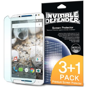Moto X Pure Screen Protector - Invisible Defender [3-PACK   1 FREE EXTRA BONUS SHEET][Scratch Resistant] Crystal Clear HD Screen Protector with Lifetime Warranty for Motorola Moto X Pure Style 2015 (4-Pack)