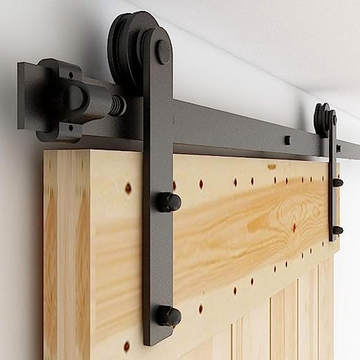 CCJH 7FT Heavy Duty Sliding Barn Wood Door Hardware Kit - Smoothly and Stable - Easy Installation - Fit 42" Single Door Panel(I Shaped Hangers)