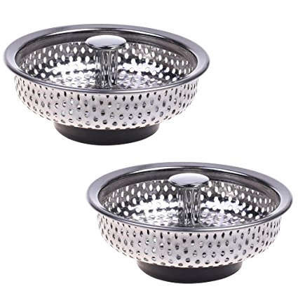 COSMOS Pack of 2 Stainless Steel Kitchen Sink Drain Strainer Basket and Stopper