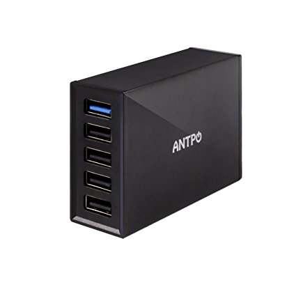 ANTPO 40W USB Charger with Quick Charge 3.0 Port and 4 USB Ports Desktop Fast Charging Station for iPhone 7 7S Samsung S7 S6 USB devices