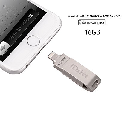 iPhone Flash Drive 16GB, Hitcake Touch ID Encryption Memory Expansion USB OTG High Transfer Speed External Storage for iPad iPod MacBook Laptop IOS Divice Sliver …