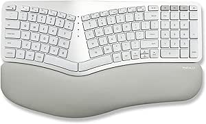 Macally Backlit Bluetooth Ergonomic Keyboard for Mac - Sculpted for Comfort - Wireless Ergonomic Keyboard (100-Key MacOS Layout) - Rechargeable Split Keyboard Ergonomic - Macbook, iMac, iPad, iPhone