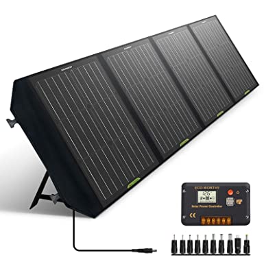 ECO-WORTHY 120W Foldable Solar Panel for Portable Power Station & RV Battery, DC Output for Solar Generator, with 20A Controller for SLA/AGM/Lithium Deep Cycle Battery RV Motorhome Camping