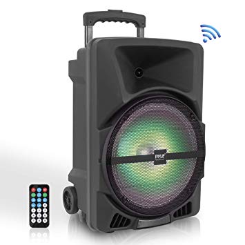 Pyle Wireless Portable PA Speaker System - 800W High Powered Bluetooth Compatible Indoor & Outdoor DJ Sound Stereo Loudspeaker w/USB SD MP3 AUX 3.5mm Input, Flashing Party Light & FM Radio-PPHP1244B