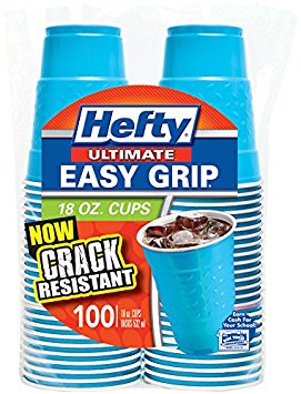 Hefty Ultimate Easy Grip Plastic Cups (Blue, 18 Ounce, 100 Count)