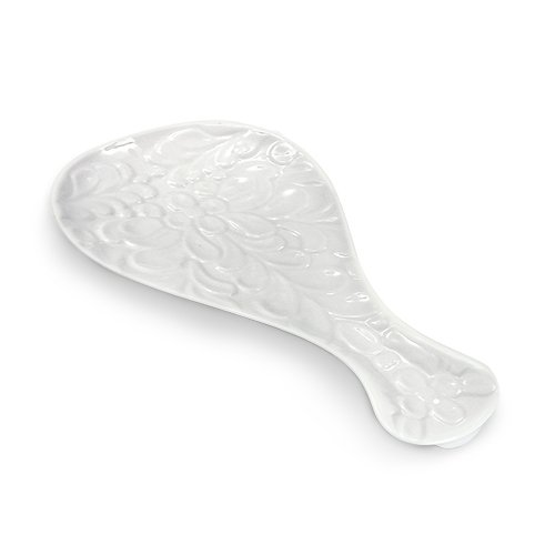 Twine Pantry Home and Kitchen Gadget Textured Ceramic Spoon Rest, White