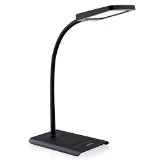 TROND Halo 10W Dimmable Eye-Care LED Desk Lamp - Corded-electric Gooseneck 7-Level Dimmer 30-Min Auto Timer Touch-Controlled Memory Function Max 600 lumens Flicker-Free No Ghosting and Anti-Glare Rubberized Coating Matte Black