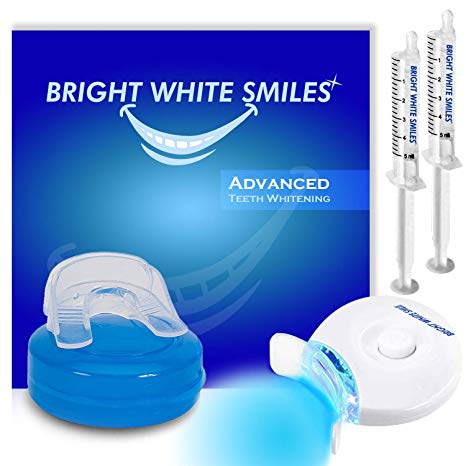 Bright White Smiles Teeth Whitening Kit | LED Light Activated Teeth Whitener | With 2x 5ml 35% Carbamide Peroxide Gel Syringes | Comfort Fit Mouth Tray & Case | For Home Use | Professional Results