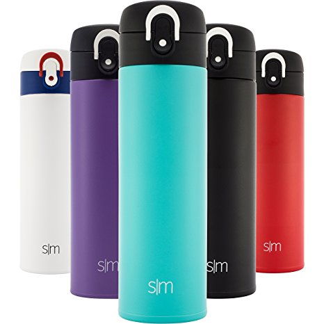 Simple Modern 16oz Vacuum Insulated Kona Travel Mug - Stainless Steel Tea Coffee Cup - Powder Coated Hot Cold Thermos - Canteen Water Bottle - Caribbean Blue