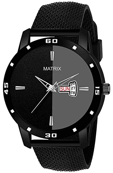 Matrix Analog Men's & Boy's Watch (Black Dial, Black Colored Strap)