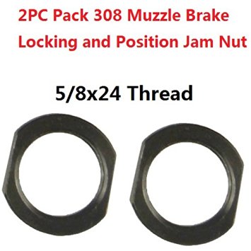 FieldSport® 5/8x24 Thread Crush Washer Replacement Jam Nut For Muzzle Brake Locking and Position Adjustement, All Steel, Black Steel, 2PC Pack