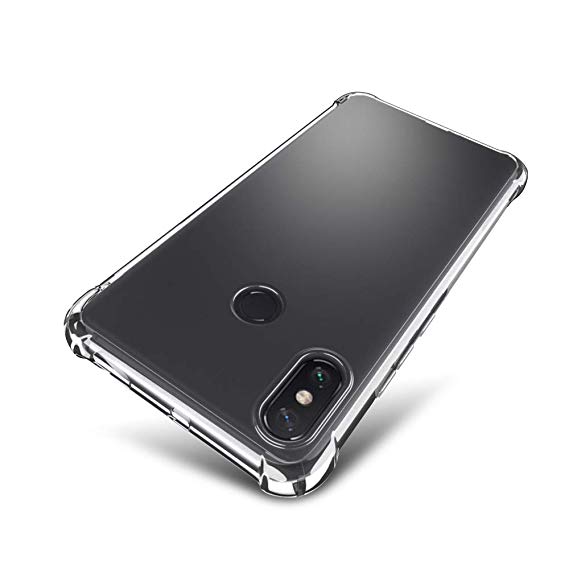 Xiaomi Mi Max 3 Case - SLEO [Air Cushion] Flexible Soft TPU Bumper Case with Shock-Absorption Back Protective Phone Cover for Xiaomi Mi Max 3, Clear