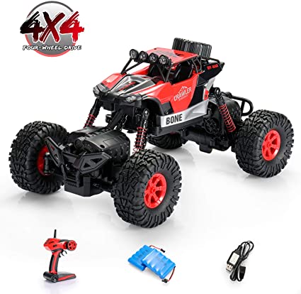 SainSmart Jr. 1: 16 RC Rock Crawler 4WD Large Size Remote Control Off Road Car with Two Rechargeable Batteries for Kids, 4x4 Waterproof Monster Truck 2.4Ghz