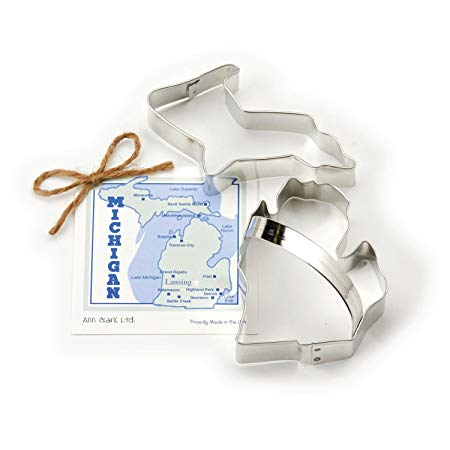 Michigan Cookie and Fondant Cutter - Ann Clark - 3.9 Inches - US Tin Plated Steel