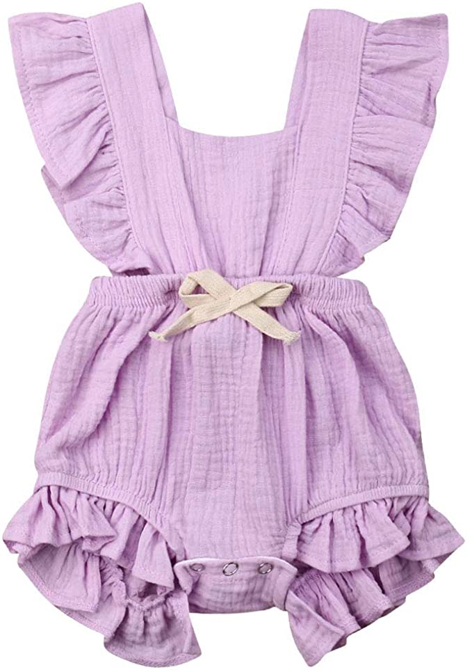 Infant Newborn Baby Girl Romper Ruffle Bowknot Bodysuit Jumpsuit Outfit Clothes Summer 0-24M