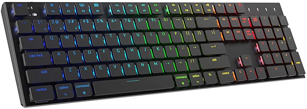 Keychron K1 Mechanical Keyboard,104 Key RGB Wireless Mechanical Keyboards with Gateron Low Profile Blue Switch/Anti Ghosting/N-Key Rollover,Wired Computer Keyboard for Mac and Windows-Version 3