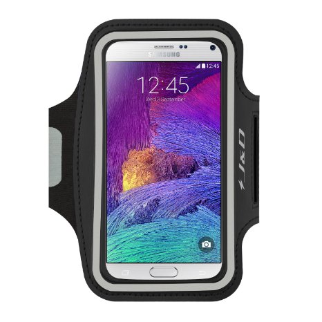 Samsung Galaxy Note 4 Armband JampD Sports Armband for Samsung Galaxy Note 4 Key holder Slot Perfect Earphone Connection while Workout Running Black