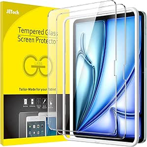 JETech Screen Protector for iPad Air 11-Inch M2 (2024) with Easy Installation Frame, Tempered Glass Film, HD Clear, 2-Pack