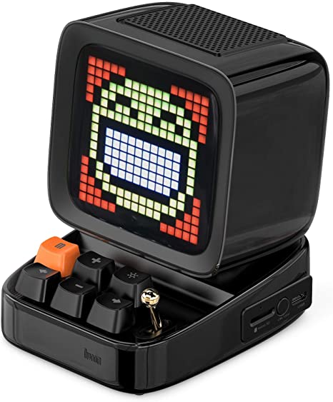 Divoom Ditoo Multifunctional Pixel Art Bluetooth Speaker, Retro Portable Speaker with Programmable RGB Led Screen, Smart Alarm Clock, Mechanical Keyboard, Supports TF Card & Radio (Black)