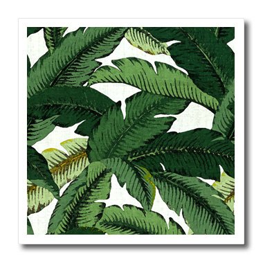 3dRose ht_100642_1 Painted Tropical Palm Leaf Pattern-Iron on Heat Transfer for Material, 8 by 8-Inch, White