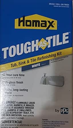 Homax Tub and Tile Refinishing Kit, White, 26 oz, Brush On, Tough as Tile Kit, 1.625 Pound, White(Pack of 1)