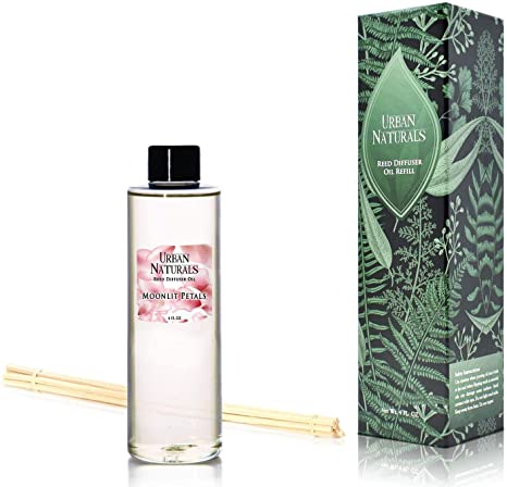 Urban Naturals Moonlit Petals Scented Oil Reed Diffuser Refill | Includes a Free Set of Reed Sticks! Magnolias, Peonies, Daisies, Honeysuckle, Pear & Rosewood | 4 oz