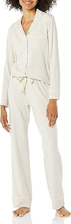 Amazon Essentials Womens Cotton Modal Long Sleeve Shirt Full Length Pant Pajama Set