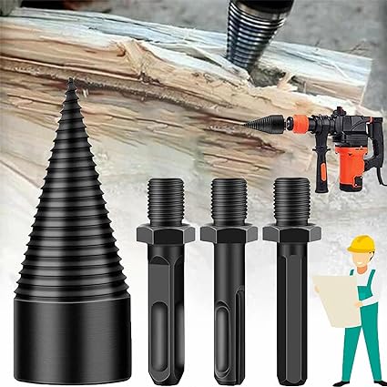 Sherem Easy Split Drill Bit, Dotmalls Easysplit Drill Bit, 2023 New Firewood Drill Bit Wood Splitter, Wood Splitter Drill Bit, Easy Split Drill Bit, Wood Log Splitter Firewood Drill Bit (50mm Set)