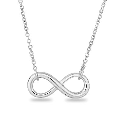 Spoil Cupid Rhodium-Plated Sterling Silver Plain Classic Infinity Symbol Chain Necklace,18"