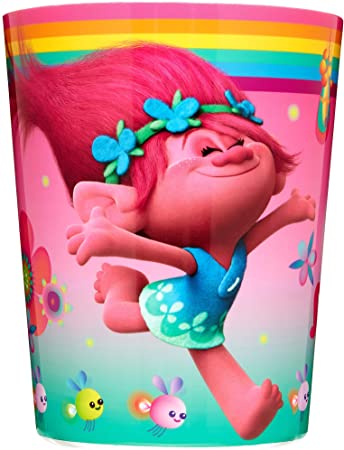 DreamWorks' Trolls 'Show Me a Smile' Wastebasket (Waste Basket / Trash Can / Wastecan) For Kid's Child's Children's Bedroom Bathroom Bed Room Accessory Featuring Princess Poppy Character
