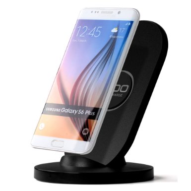 Fast Wireless Charger, iDOO Qi Fast Wireless Charging Stand for Only Samsung Galaxy S7, S7 Edge, Note 7, Note 5 and Galaxy S6 Edge Plus [ Charge Only in Portrait Mode] - Black ( Fast Adapter NOT Included )