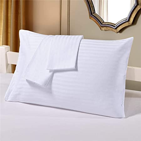 Travel Pillow Cases 14X20 Size Set of 2 Zipper Closure Toddler Pillowcase 500 Thread Count 100% Egyptian Cotton Travel Pillow Covers 14 x 20, White Stripe