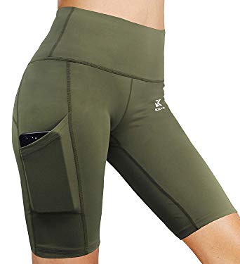 Kipro Yoga Shorts Women High Waist Compression Exercise Running Shorts with Pocket