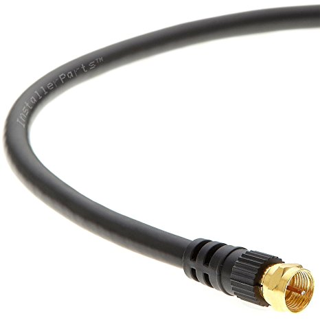 InstallerParts Coaxial Cable F-Type Male Connectors RG6 Cable (6 Feet) - GOLD Plated - Professional Series - Compatible with HDTV, VHS, BluRay, Satellite Receivers, TV Antennas, Cable Box, and more!