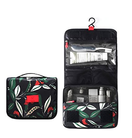 Portable Hanging Travel Cosmetic Bag - Mr.Pro Waterproof Organizer Travel Makeup Toiletry Bag for Women / Men, Shaving Kit with Hanging Hook for vacation (Midnight Flower)