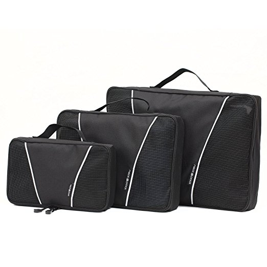 Neatpack Durable, Water Resistant 3 Piece Packing Cubes Set for Travel with RipStop Nylon, Black