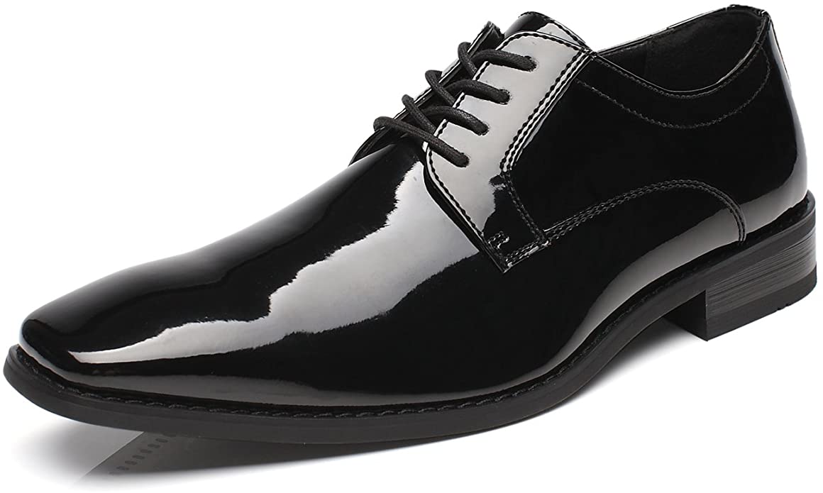 Faranzi Tuxedo Shoes Patent Leather Wedding Shoes for Men Cap Toe Lace up Formal Business Oxford Shoes