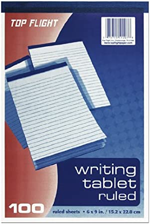 Top Flight Writing Tablet, White, 100 Sheets
