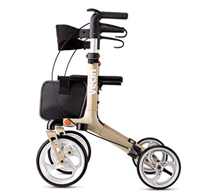 Vecin Folding Rollator Walker with Seat & Bag, Height Adjustable & Mobility Lightweight Rolling Adult Walker for Elderly & Senior
