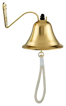Upstreet Outdoor Dinner Bells Made of Gold Plated Cast Iron | Bracket Mounts Bell to Both Indoor or Outdoor Wall Surfaces (Brass, 4)