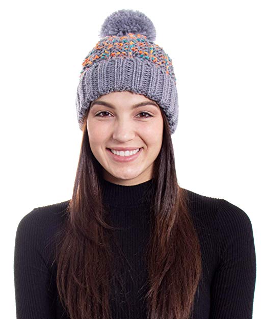 ARCTIC Paw Adult Chunky Cable Knit Beanie Yarn Pompom