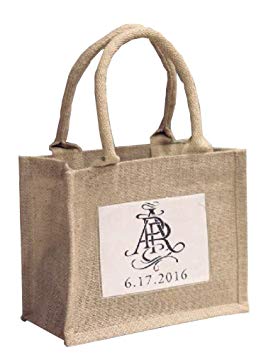 Mini Jute Gift Tote Bags w/Clear Pocket for Wedding Favors, Crafts, Decorations (12)