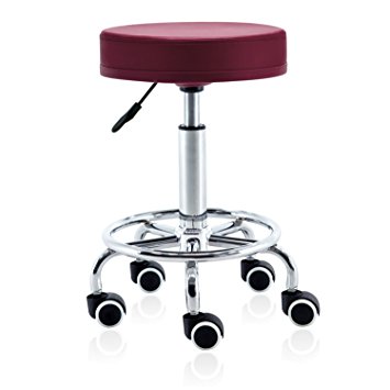 Dr.lomilomi Hydraulic Rolling Medical Massage Stool Chair 504 With Foot Rest (Burgundy)